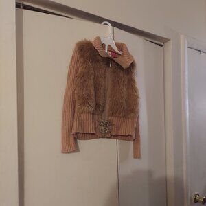 Zip Down Faux Fur Sweater Jacket